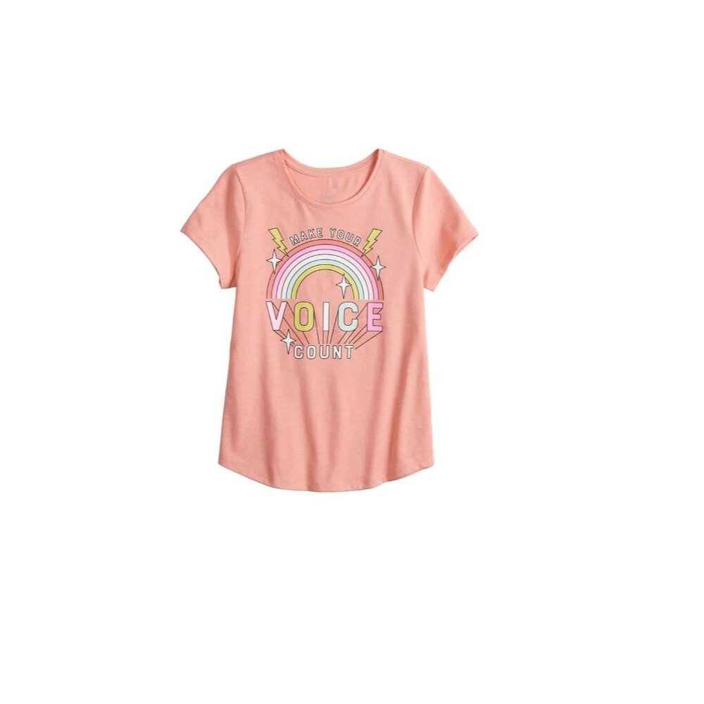 SO Girls Orange Make Your Voice Count Rainbow Tee T-shirt Size Medium